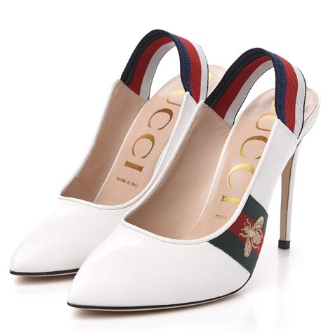 gucci shoes white heels|gucci high heels beige.